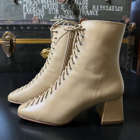 By Far Becca Lace Up Leather Ankle Boots - Picture 4 of 11